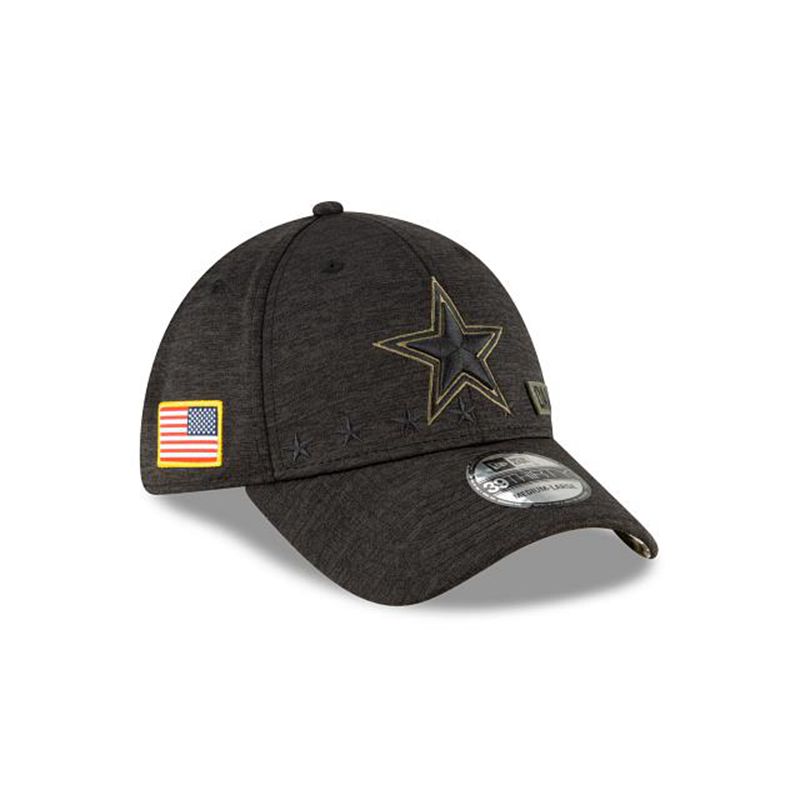 NFL Dallas Cowboys Salute To Service 39Thirty Stretch Fit (VFP4343) - Black New Era Caps